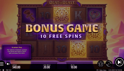 Beat the Beast Mighty Sphinx bonus game